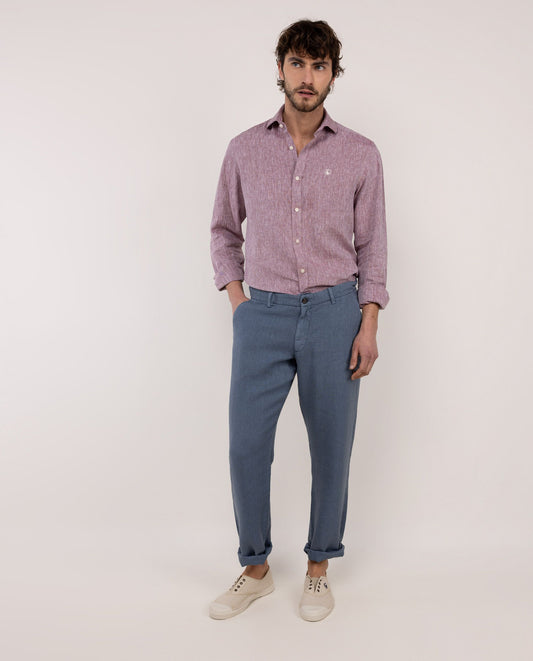 Pantalón Lino Azul Medio