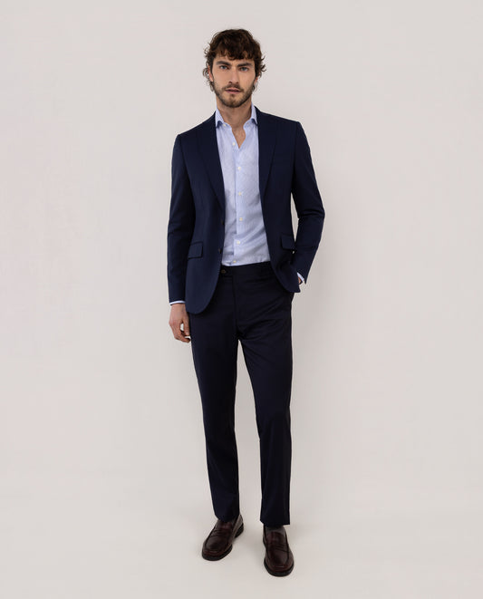 Americana Traje Lavable Marino Liso