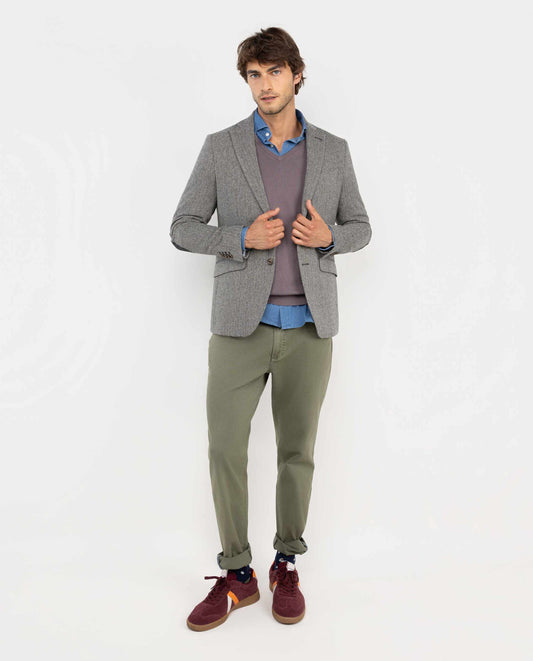 Americana Espiga Lana Gris