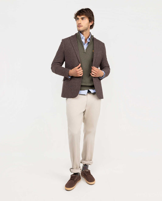 Americana Espiga Lana Granate