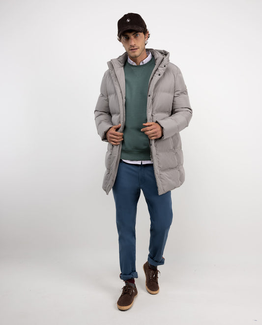 Abrigo Plumas Largo Beige