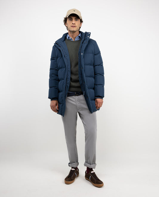 Abrigo Plumas Largo Azul