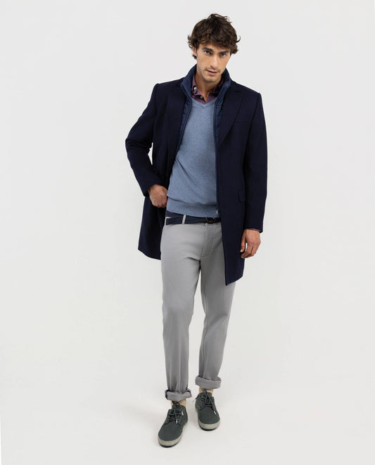 Abrigo Paño Liso Marino