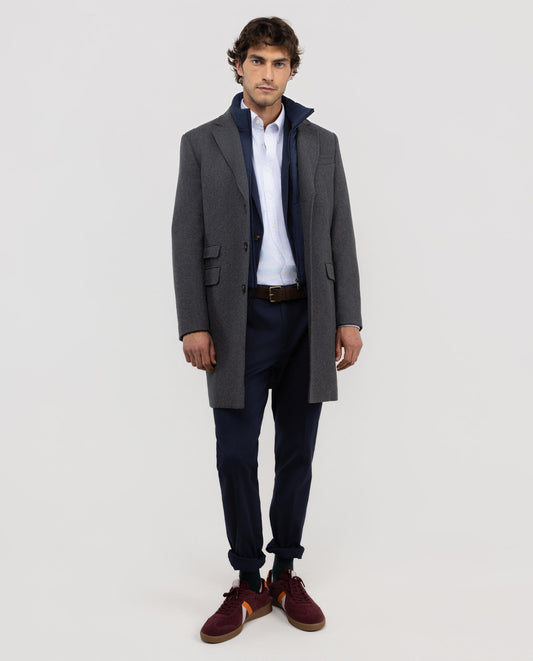 Abrigo Paño Liso Gris