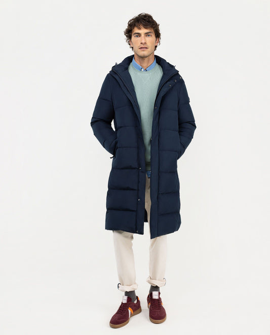 Abrigo de Plumas Extra Largo Marino