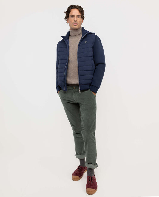 Cazadora Acolchada Mangas Neopreno Marino