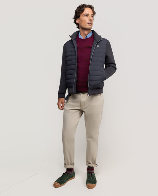 Cazadora Acolchada Mangas Neopreno Gris Antracita