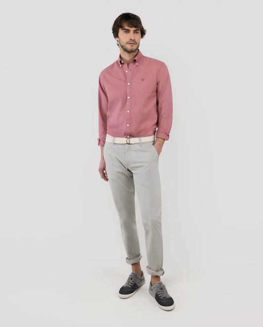 Camisa Algodón Garment Dyed Button Down Rosa