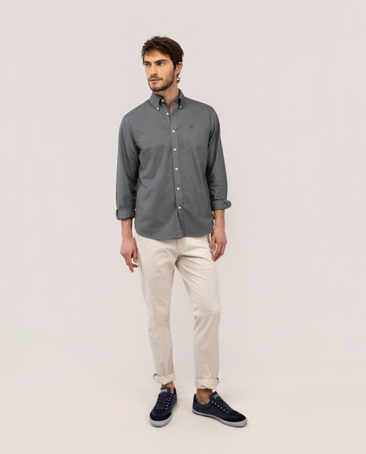 Camisa Algodón Garment Dyed Button Down Gris