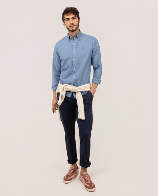 Camisa Algodón Garment Dyed Button Down Azul