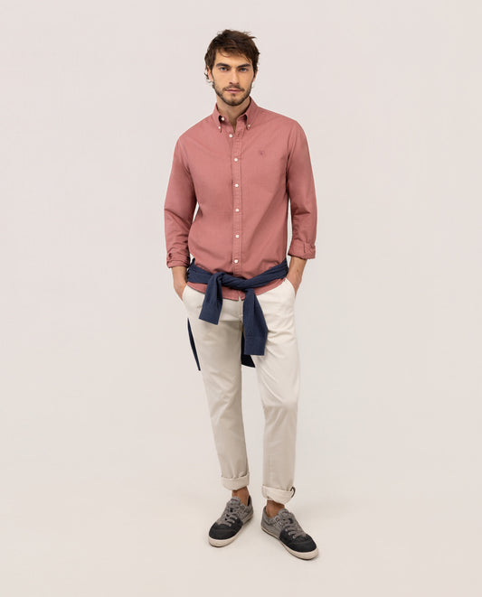 Camisa Algodón Garment Dyed Button Down Rojo