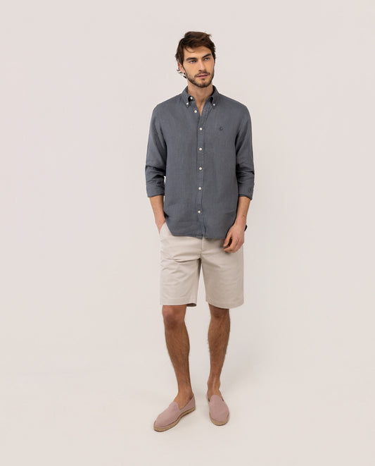Camisa Lino Garment Dyed Button Down Gris