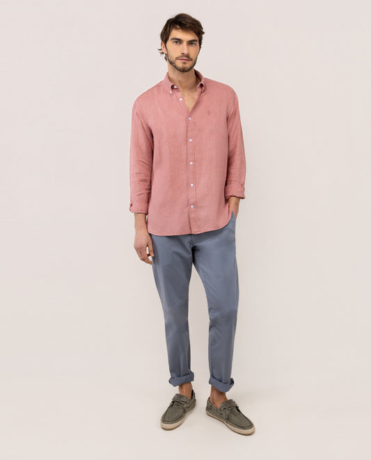 Camisa Lino Garment Dyed Button Down Rojo
