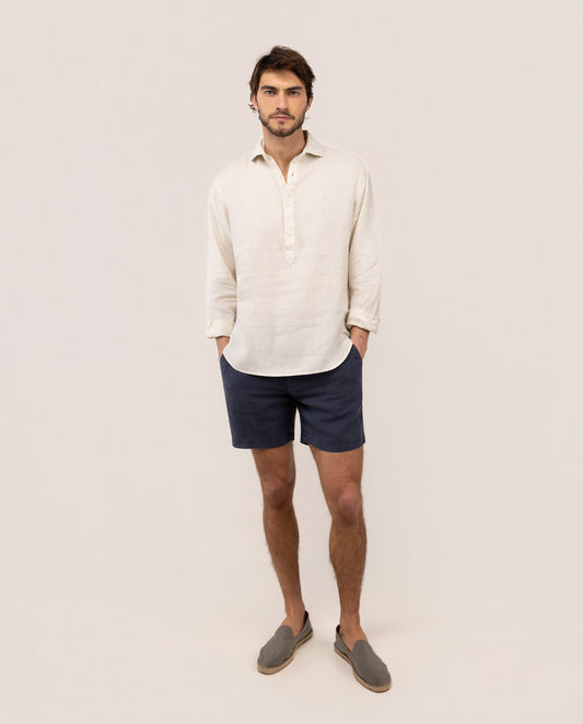Camisa Polera Lino Beige