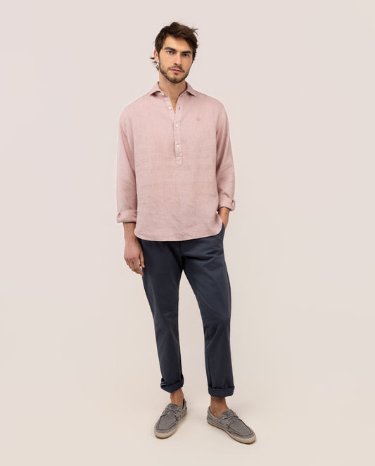 Camisa Polera Lino Rosa