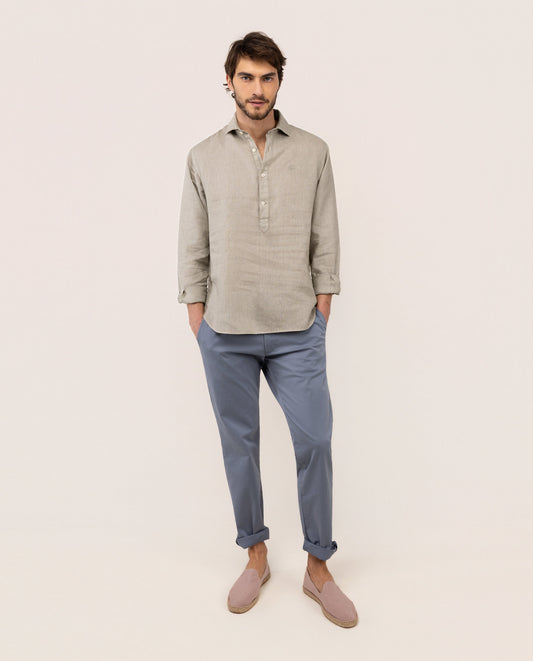 Camisa Polera Lino Kaki