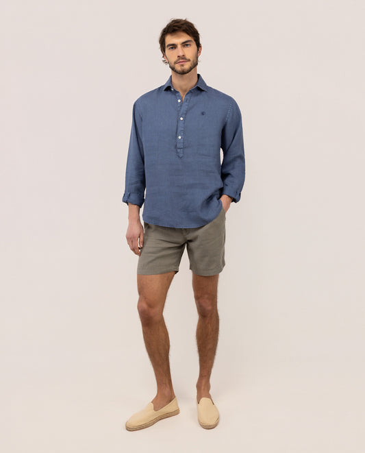 Camisa Polera Lino Marino