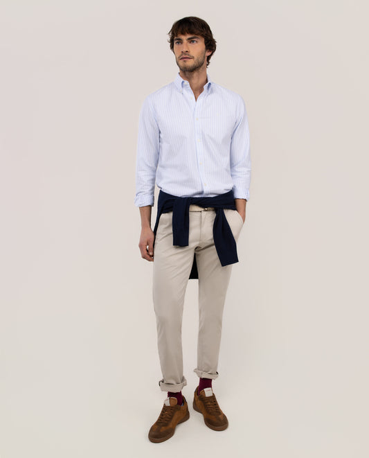 Camisa Oxford Butcher Button Down Celeste