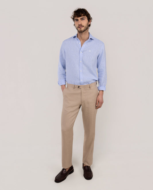 Camisa Lino Bengal Celeste