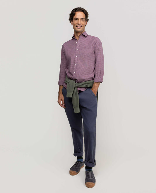 Camisa Tattershall Marino Perfil Rojo
