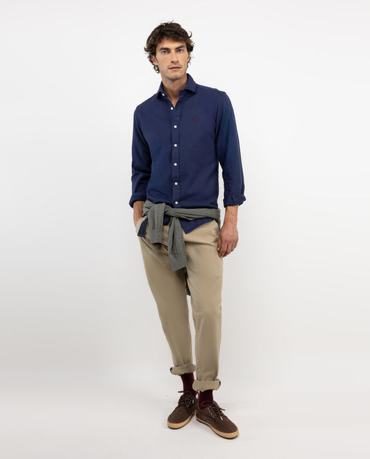 Camisa Estructura Algodón Marino