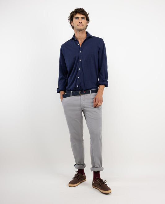 Camisa Punto Algodón Marino