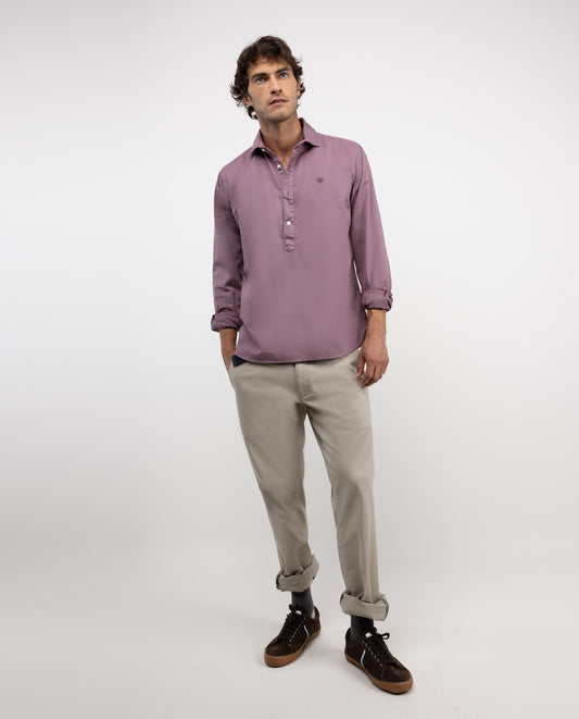 Camisa Polera Twill Garment Dyed Granate