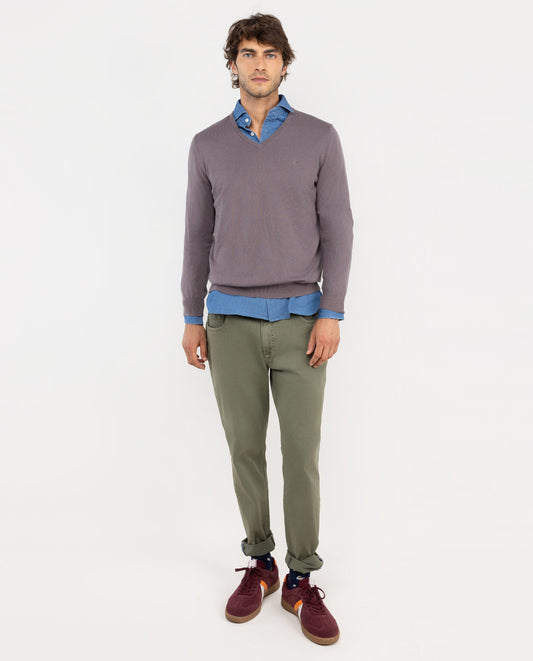 Jersey Cuello Pico Coderas Higo