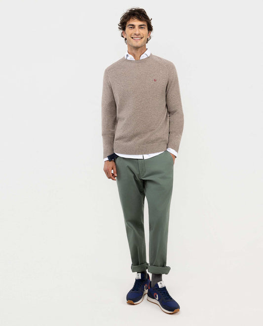 Jersey Merino Cuello Caja Beige