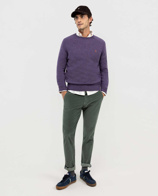 Jersey Merino Cuello Caja Morado