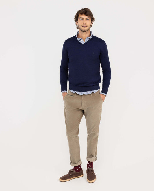 Jersey Cuello Pico Merino Marino