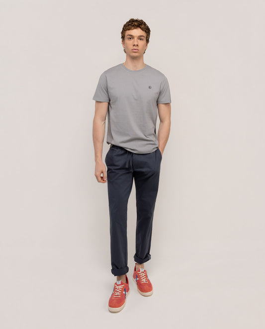 Camiseta Básica Garment Dyed Gris Medio