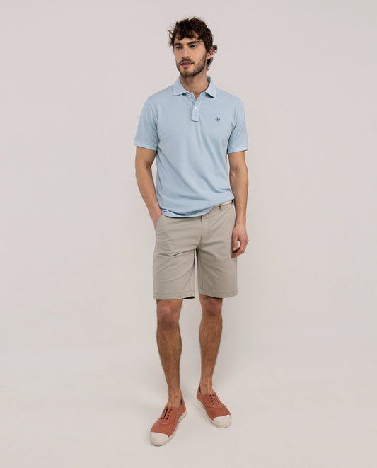 Polo Piqué Garment Dyed Celeste