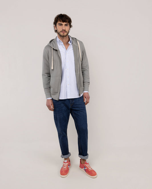 Sudadera Cremallera Gris Medio