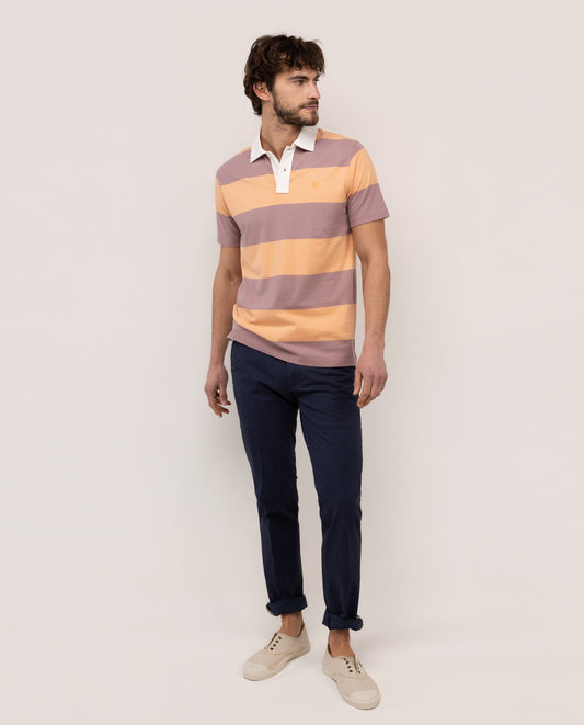 Polo Rugby Manga Corta Naranja Malva