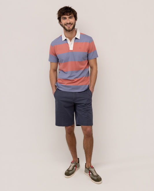 Polo Rugby Manga Corta Rojo Azul