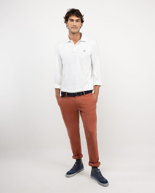 Polo Manga Larga Jersey Blanco