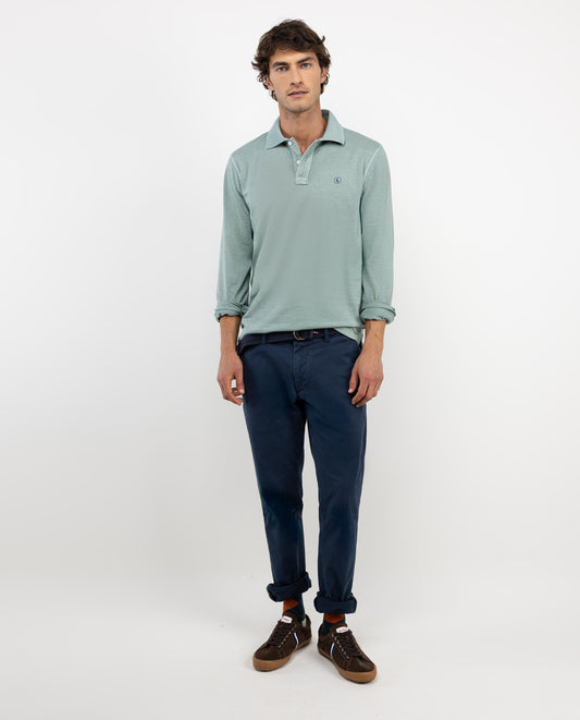 Polo Manga Larga Jersey Menta