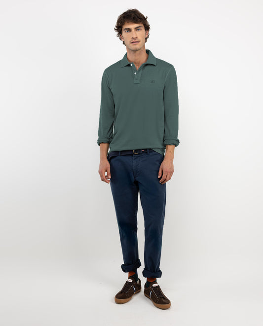 Polo Manga Larga Jersey Verde