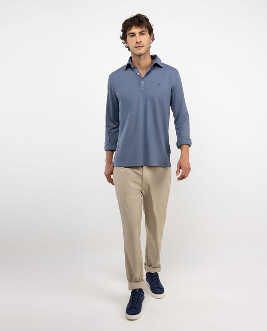 Polo Sepiia Manga Larga Gris