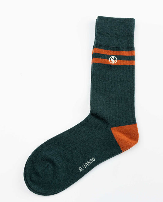 Calcetín Verde Lana Rayas