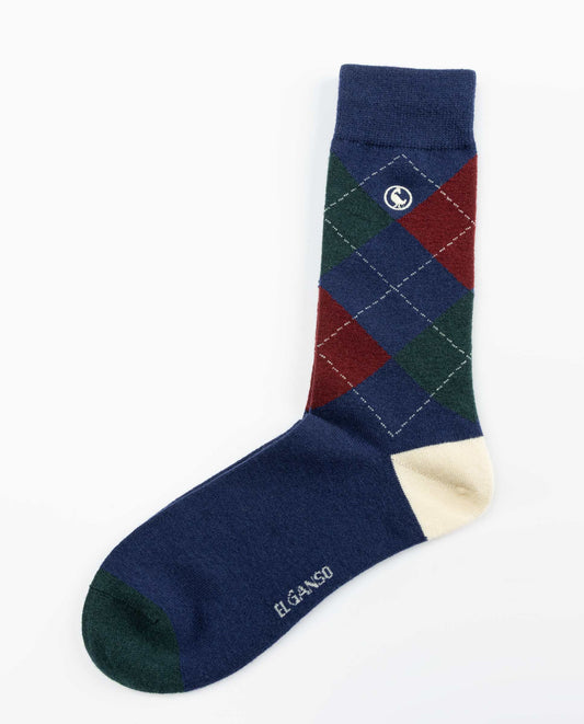 Calcetín Marino Rombos Lana