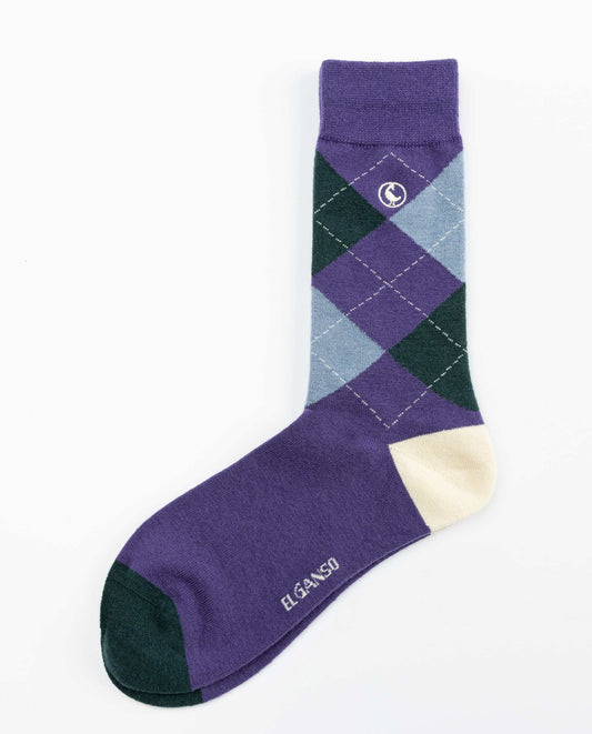 Calcetín Granate Rombos Lana