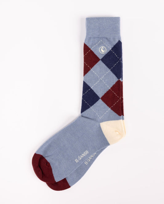 Calcetín Gris Rombos Lana