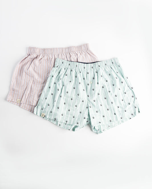 Pack Boxer Plana Raya Butcher Verde Estampado Gansos Raya Butcher Rosa