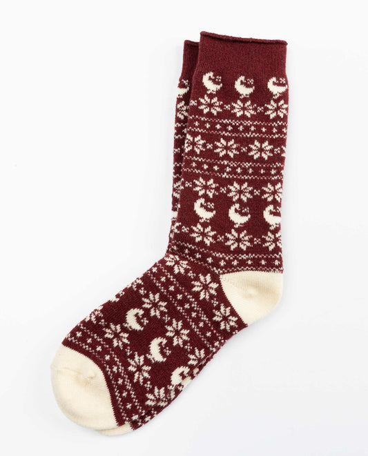 Calcetín Lana Navidad Granate